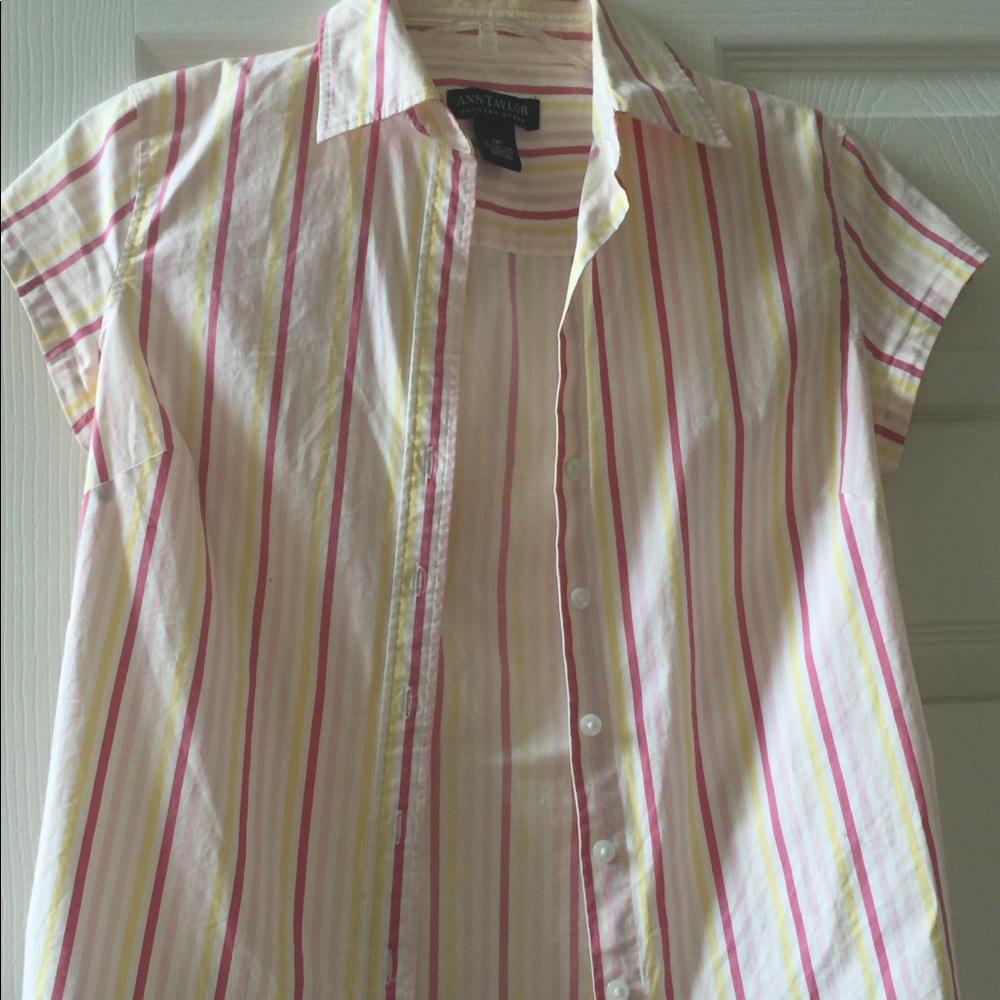 Striped button down top